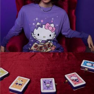 Purple Hello Kitty And Friends Magic Card Long-Sleeve Athletic Jersey sz M